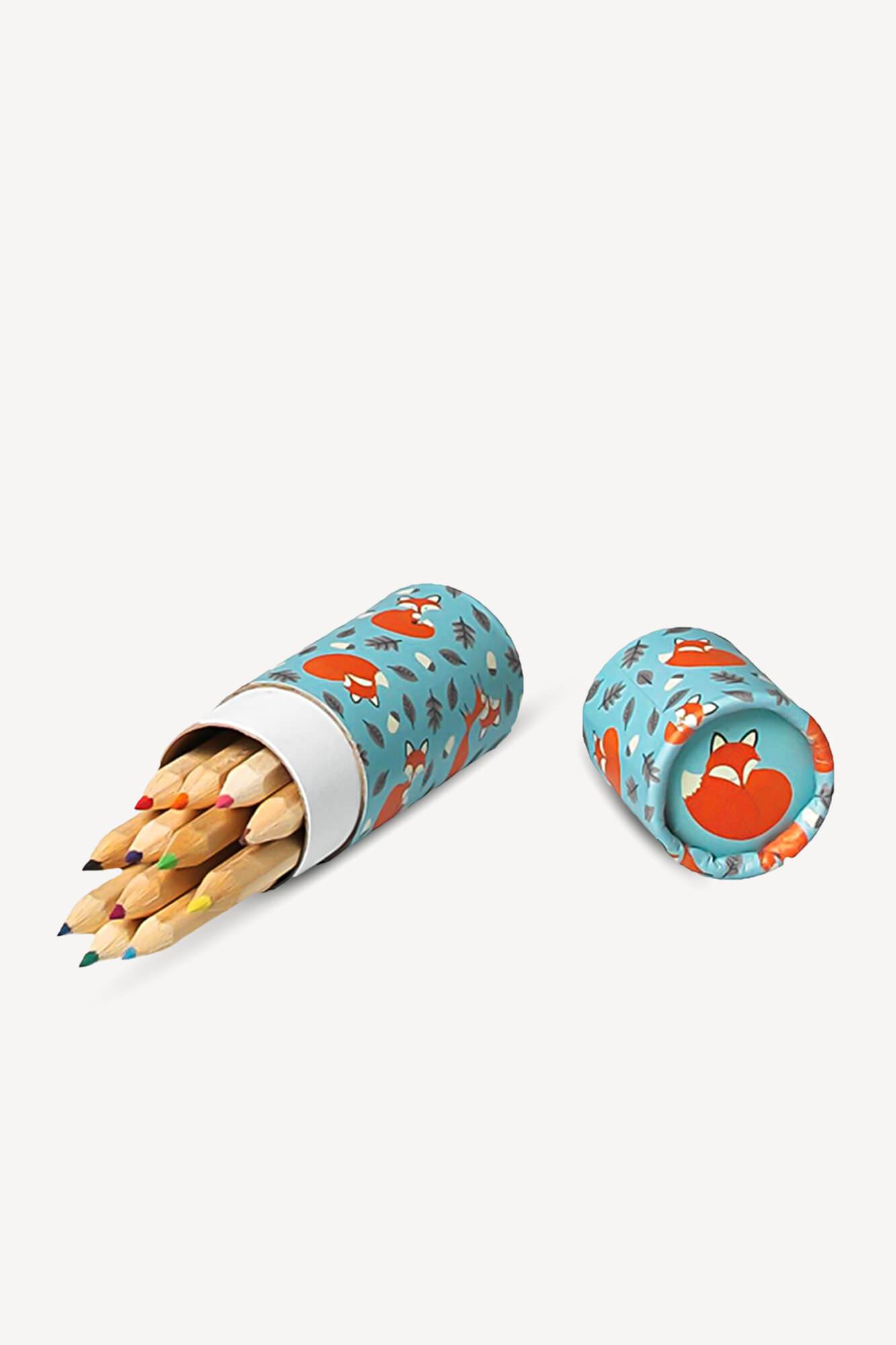 crayons de couleurs "Rusty the fox" avec étui ouvert